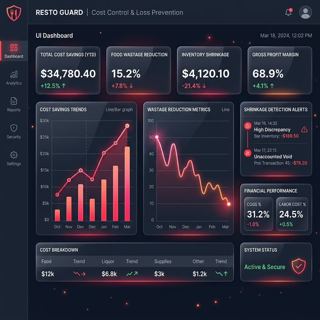 Cost control and loss prevention analytics for restaurant inventory management